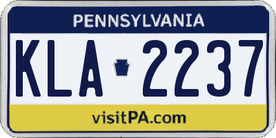 PA license plate KLA2237
