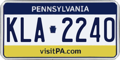 PA license plate KLA2240