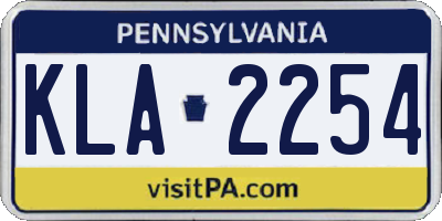 PA license plate KLA2254