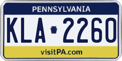 PA license plate KLA2260