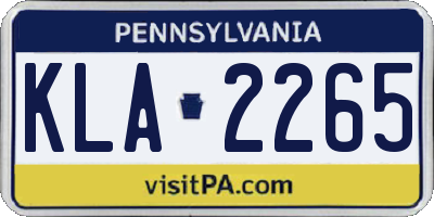 PA license plate KLA2265
