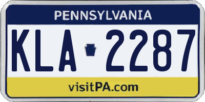 PA license plate KLA2287