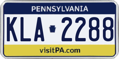 PA license plate KLA2288