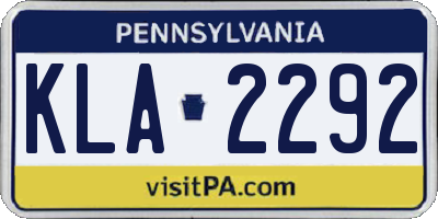 PA license plate KLA2292