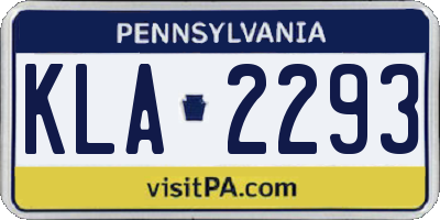 PA license plate KLA2293