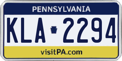 PA license plate KLA2294
