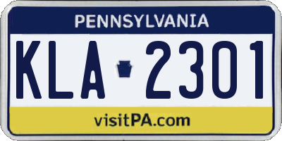 PA license plate KLA2301