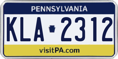 PA license plate KLA2312