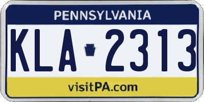 PA license plate KLA2313