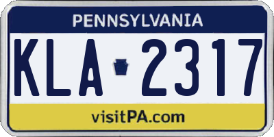 PA license plate KLA2317