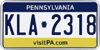 PA license plate KLA2318