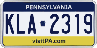 PA license plate KLA2319