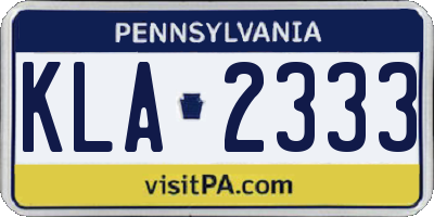 PA license plate KLA2333