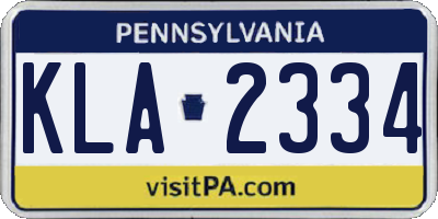 PA license plate KLA2334