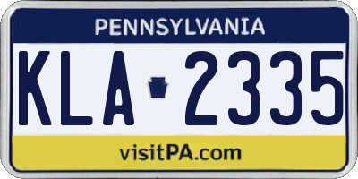 PA license plate KLA2335