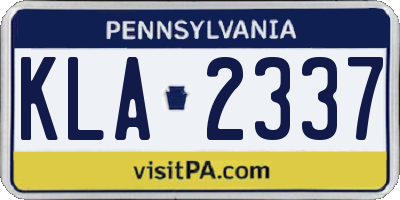 PA license plate KLA2337