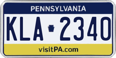 PA license plate KLA2340