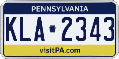 PA license plate KLA2343