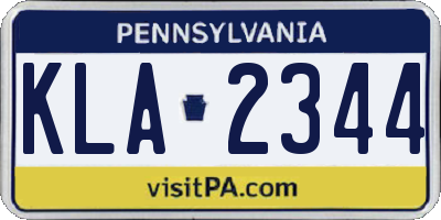 PA license plate KLA2344