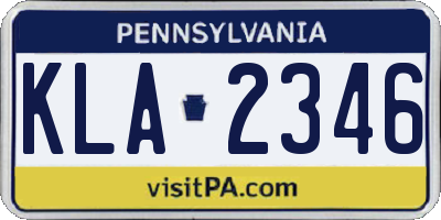 PA license plate KLA2346