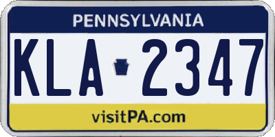 PA license plate KLA2347