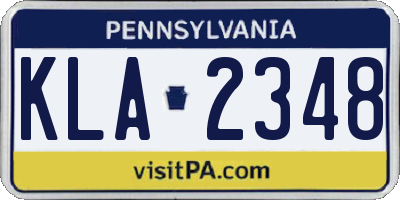 PA license plate KLA2348