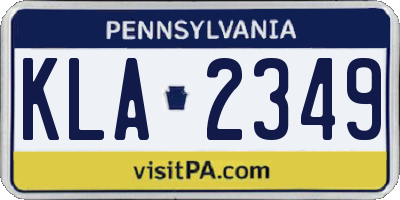 PA license plate KLA2349