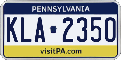 PA license plate KLA2350
