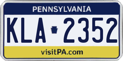 PA license plate KLA2352