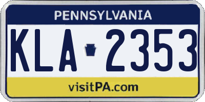 PA license plate KLA2353