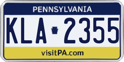 PA license plate KLA2355