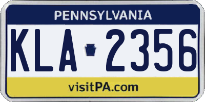 PA license plate KLA2356