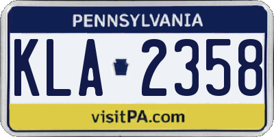 PA license plate KLA2358