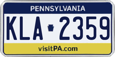 PA license plate KLA2359