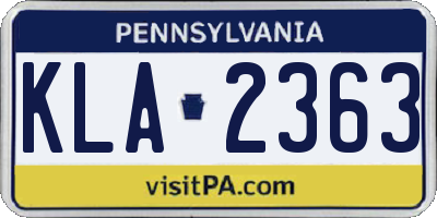 PA license plate KLA2363