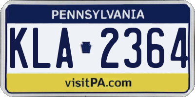 PA license plate KLA2364
