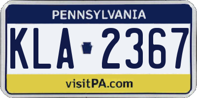 PA license plate KLA2367