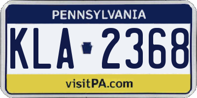 PA license plate KLA2368