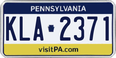 PA license plate KLA2371