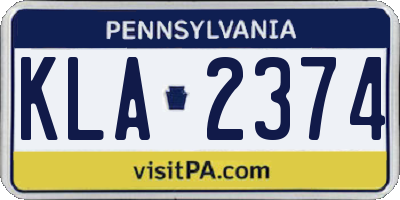 PA license plate KLA2374