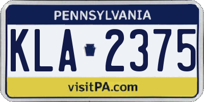 PA license plate KLA2375
