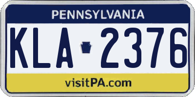 PA license plate KLA2376