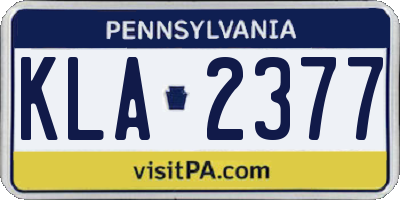 PA license plate KLA2377