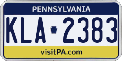 PA license plate KLA2383