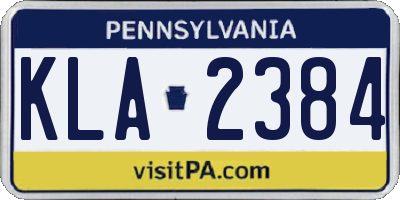 PA license plate KLA2384