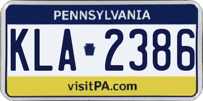 PA license plate KLA2386