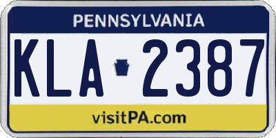 PA license plate KLA2387