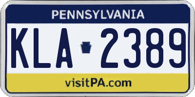 PA license plate KLA2389