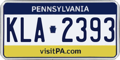 PA license plate KLA2393