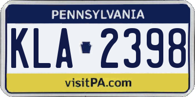 PA license plate KLA2398